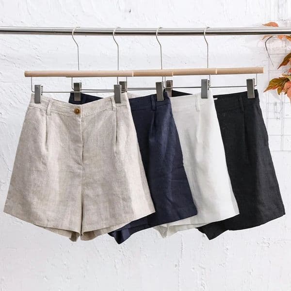 Casual Loose Womens 100 Linen Shorts Loose Wide Leg High Wasit Pants 2026 Summer Korean Fashion Harajuku Female Clothing 260330