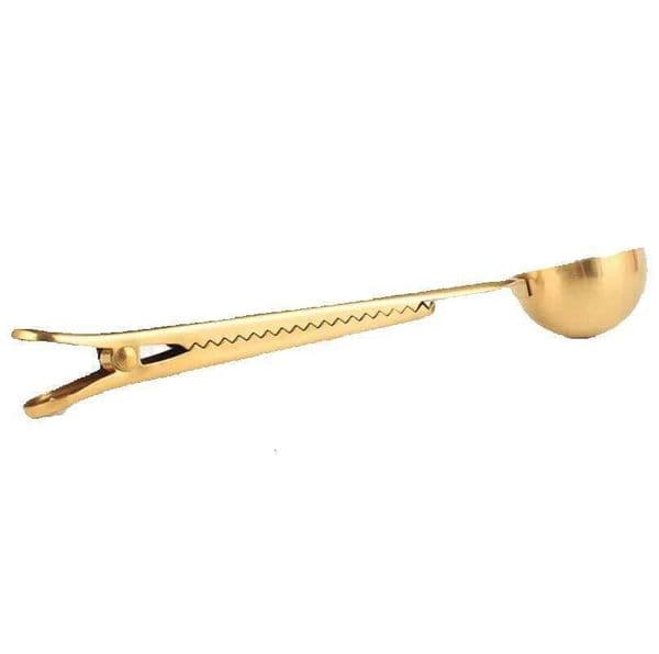 Quality Stainless Steel Ground Coffee Spoons Golden Measuring Scoop Spoon With Bag Seal Clip LX6366 thumbnail 2