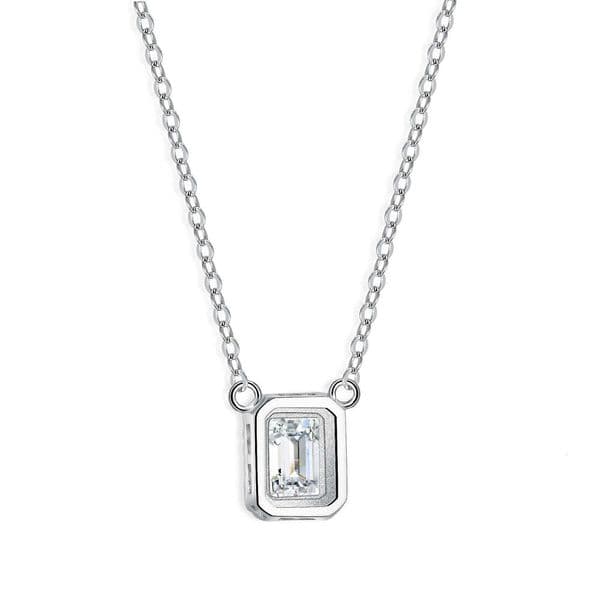 s925 sterling silver 2 ct moissanite necklace for women fashionable emerald luxury rectangular pendant