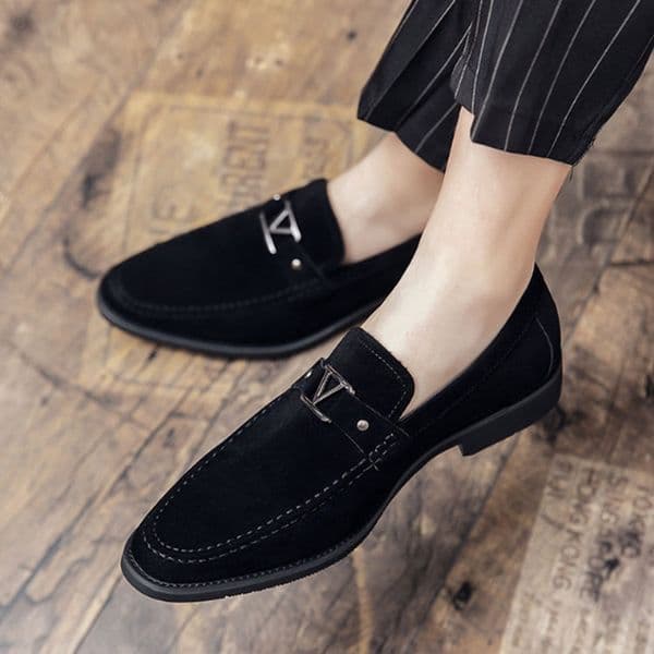 Designer casual shoes free shipping Pointed toe leather shoes casual shoes oversize men's shoes made of suede black and blue men