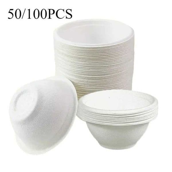 50/100PCS Disposable Paper Bowls Biodegradable Salad Dessert Bowls Suitable for Gatherings Holidays Outdoor Activities X260402