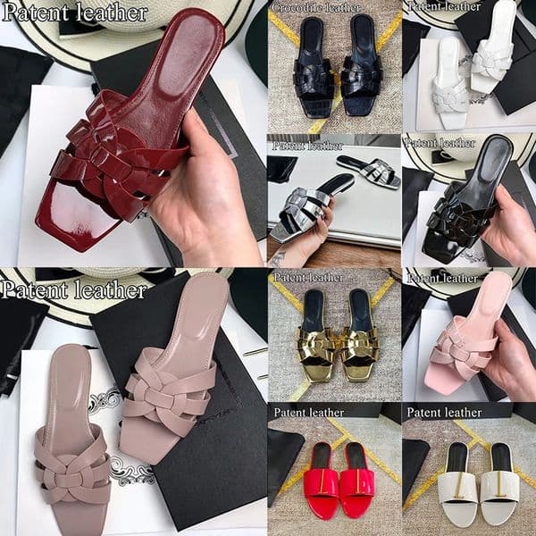 Designer 2026 Luxuries Women Slippers Sandals With Box Summer Shoes Slides Fashion Leather Wide Flat Heels Beach Sandale