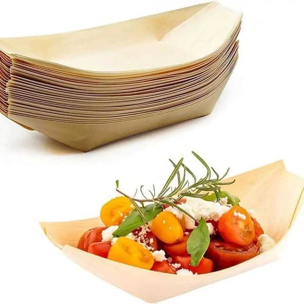 50PCS Multi-size Disposable Wooden Boat-shaped Plate Boat-shape Tray Food Serving Sushi Plate Japanese Dish Wood Serving Boats X260402