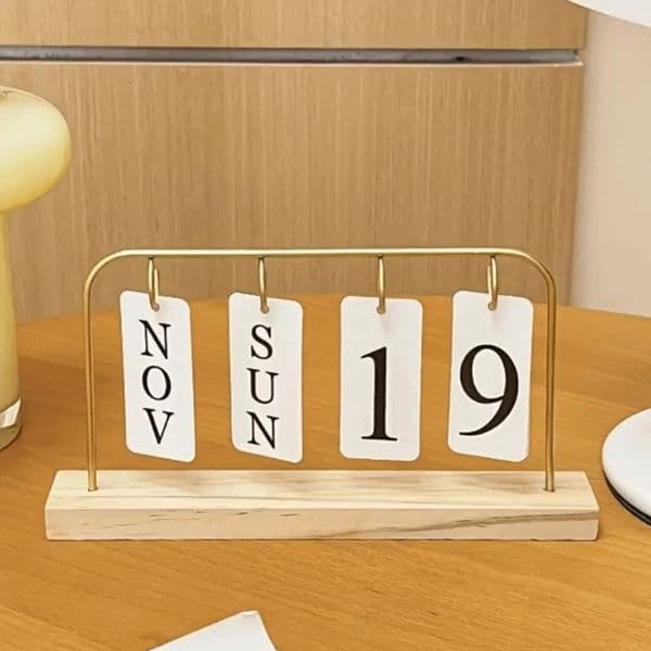 Wooden Desktop Flip Calendar Turn Page n Creative Series Standing Calendar DIY Date Display Wooden Calendar Desktop Display 260402