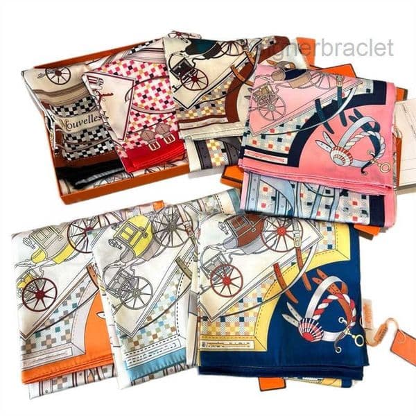 Designer Silk Scarf for Women - 90x90cm Equestrian u0026 Carriage Print Echarpe Luxe Luxury Versatile Designer Scarf Women Fashion Accessory