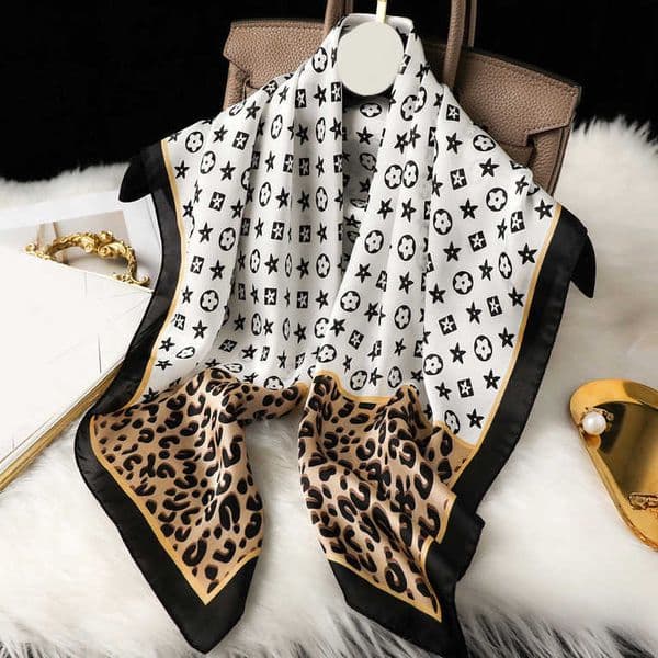 70cm Simple Presbyopia Printing Floral imitate Silk Scarf Headband for Women Girls Fashion Long Handle Bag Scarves Paris Shoulder Tote Luggage Ribbon Head Wraps thumbnail 2