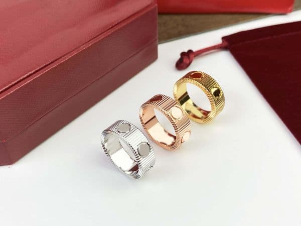 Mens Women Love Ring Deisgner Ttitanium Steel Screw Rings Womens Gold Ring Designers Jewelry Leather Earrings 925 Silver Valentine's Day Women's Size 6-9
