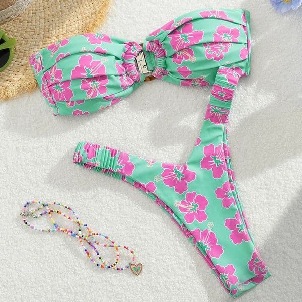 Micro Bikini Push Up Women Swimsuit Fashion Print Set Split Swimwear Summer Beachwear Lady Bathing Suit 2 Piece 260402BJ