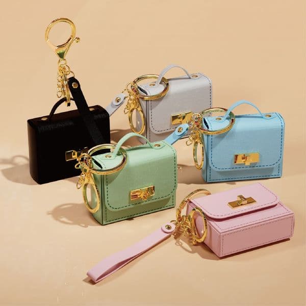 New Fashion Mini Bag Keychain PU Leather Handheld Rope Wallet Accessories Pendant Mobile Bag Accessories Hanging Gift Wholesale in Stock Free Shipping Fee