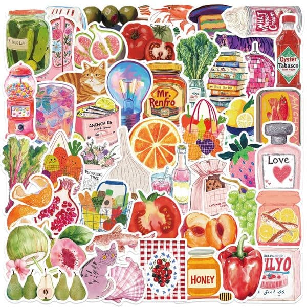 50 cross-border retro aesthetic graffiti stickers decoration DIY water cup notebook luggage notes waterproof stickers