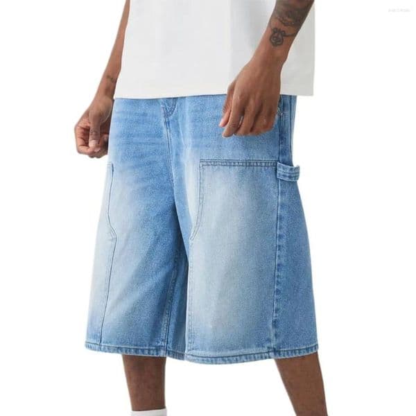 Men's Shorts Fashion Summer Men Short Jeans Hip Hop Streetwear Baggy Denim Cotton Casual Straight Capris Loose Oversized Pants