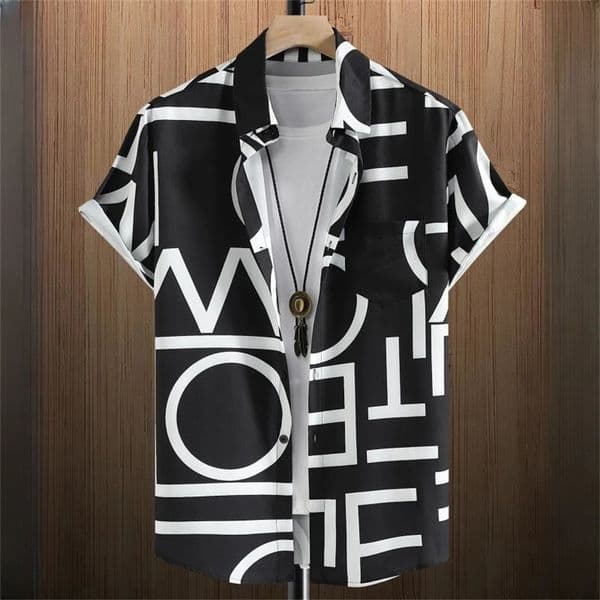 3D Printed Geometry Mens Shirts Color Block Graphics Fashion Button Short Sleeve Lapel Hawaiian Blouse shirts for men Summer 260401