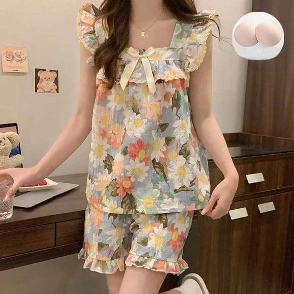 Set Sexy Women Summer Pajamas Sleeveless Sleepwear Trousers Sets Short Sleeve Sleepwear Womens Pajama Sleeping Sleep Lounge