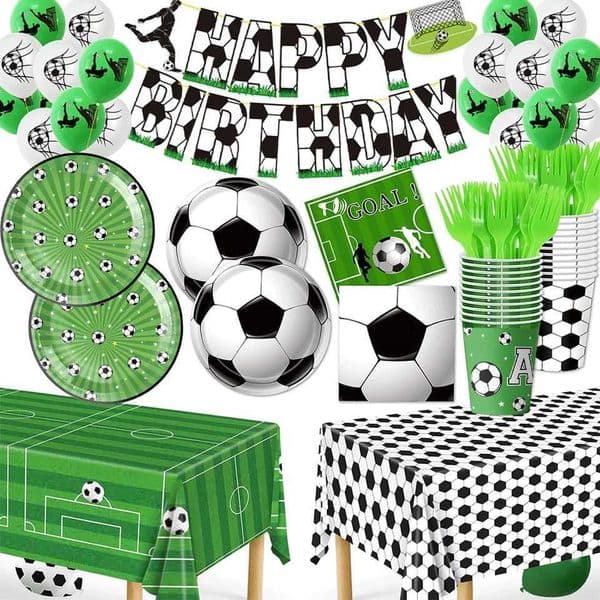 Soccer Theme Birthday Party Decor Tableware Set Kids Boys Football Paper Plates Cups Tablecloth Baby Shower Sport Party Supplies X260402