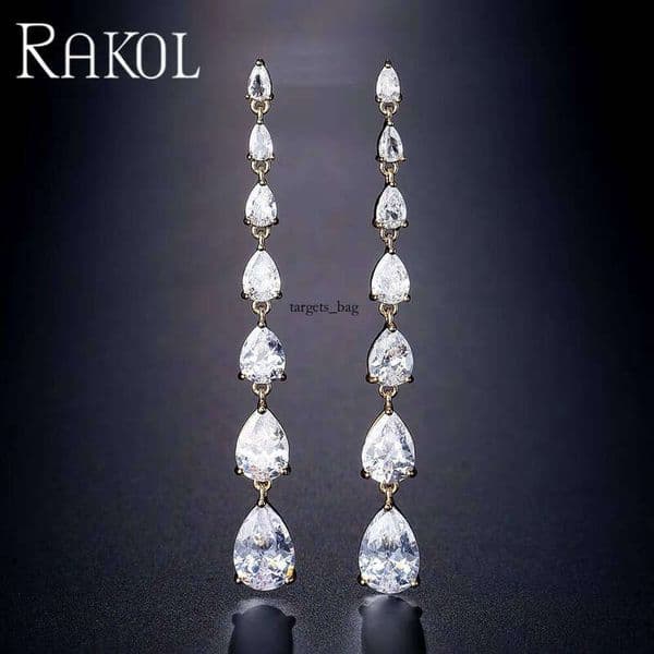 earrings EP1086 2025 New Gold-Plated Beads Moissanite Crystal Long Earrings Luxury Gemstone Bride Water Drop Hanging for women