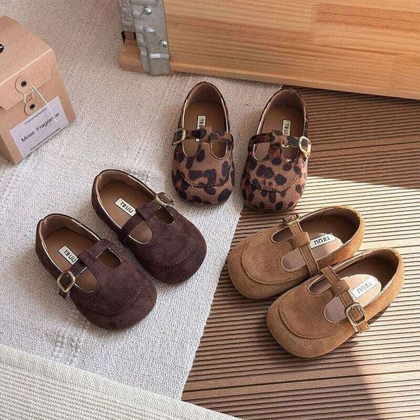 Girls Leather Toddlers Flats Princess Sweet Little Kids Soft T-strap Retro Classic Children's Dress Shoes for Party 26W0402