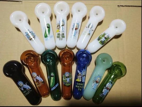Cartoon printed stained glass pipe Wholesale Glass Hookah, Glass Water Pipe Fittings, Smoking ,Free Ship