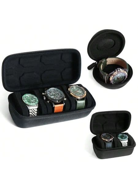 Portable Watch Travel Box Mens Watch Box Black 3 Slots Watch Scroll Travel Box Storage Box Display Box Travel Mens and Womens 260323