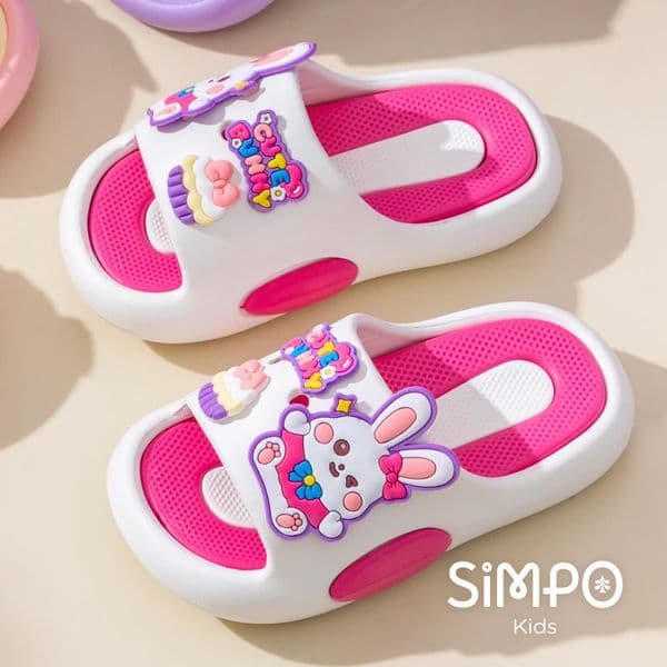Cute Bunny Childrens Home Slippers Girls Summer Footwear Beach Sandals For Kids Thick Sole Soft Non-slip Home Bathroom Shoes 260401