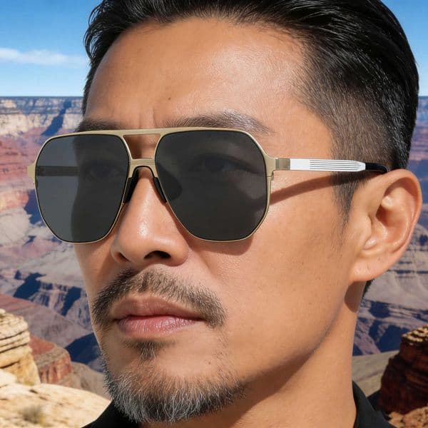 2026 New Fashion Square Frame Nylon Polarized Retro Double-Beam Sun Protection Sunglasses for Men,