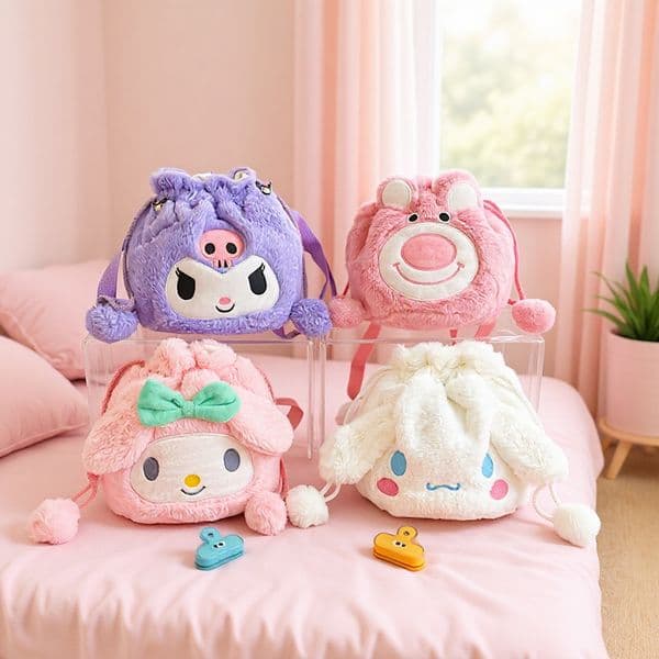 New Cartoon Kurom Bunch Plush Doll Shoulder Soft Cute Japanese White Dog Crossbody Bag Wholesale in Stock Free Shipping Fee