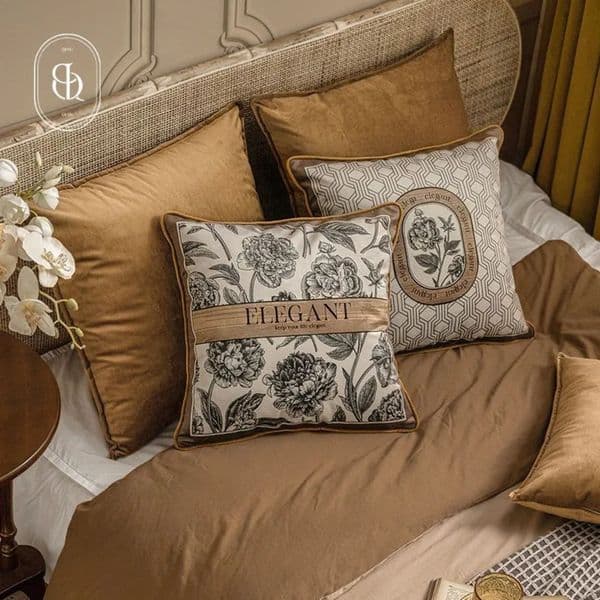 Luxury Designer Designer Luxury Tilde Velvet Pillow h Cover Cream Ins Style Living Room Sofa Bedroom Bedside Home Case Soft Cushion Not Including Insert S 12