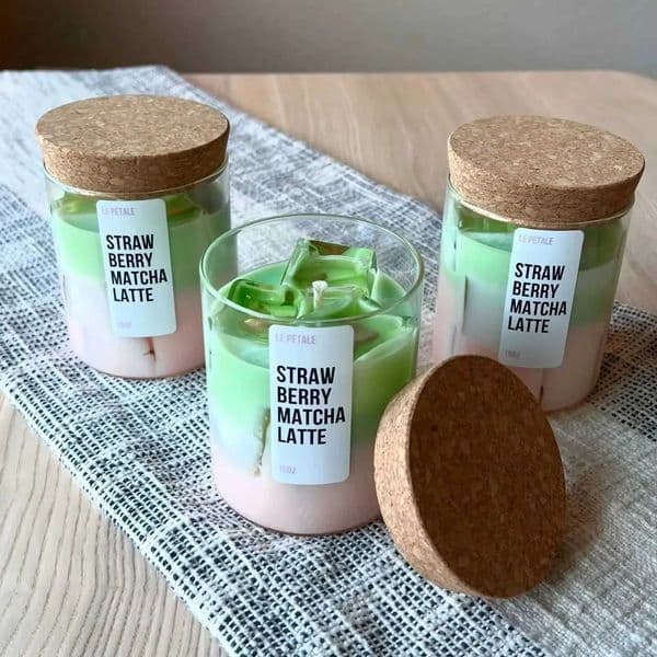 Matcha Iced Coffee Scented Candle Glass Jelly Wax Home Festival Decoration Fragrance Candle JarZ260403