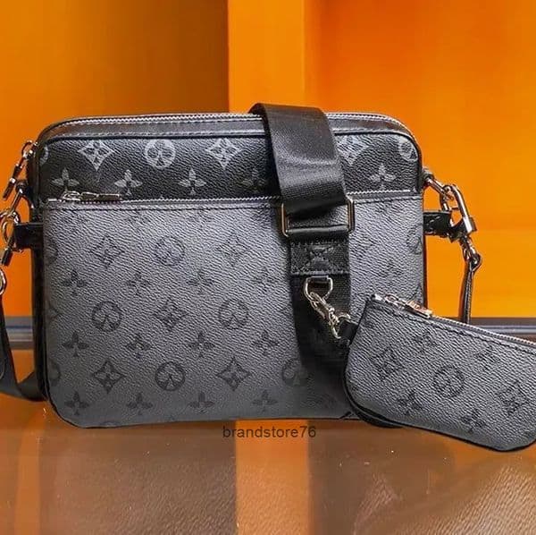 Men Casual desigenr bag Trio messenger bag men Duo shoulder bag mens Outdoor Crossbody Shoulder Bags Genuine Leather Purse Pouch wallet man handbags BAG
