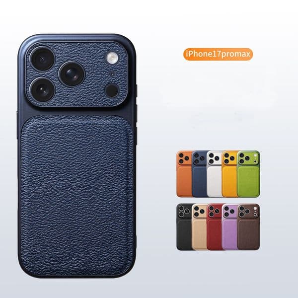 Luxury Business Litchi Pattern PU Leather Sleeve Phone Case For iPhone 17 16 15 14 13 Pro Max Anti-Drop Protective Cover