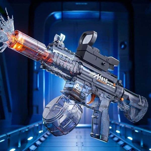 M416 Children Electric Water Gun with Light Long Range Automatic Continuous Shooting Squirt Guns Summer Outdoor Toys for Kids X260403