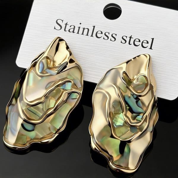 Free Shipping High Value European American Exaggerated Stainless Steel Light Luxury High-End Personality Flower Fashionable and Stylish Metal Earrings