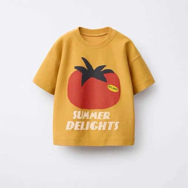 Cute Tees Casual Loose Short Sleeve Tops New Design Tops Summer Clothing Boys Girls Baby Simple Crewneck Tees Printing T-shirtT260403