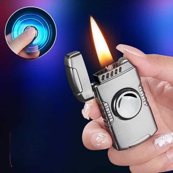 2026 Mini Fingertip Gyroscope Open Flame Lighter Classic Grinding Wheel Ignition Metal Windproof Fun Lighters Gifts AccessoriesT260403