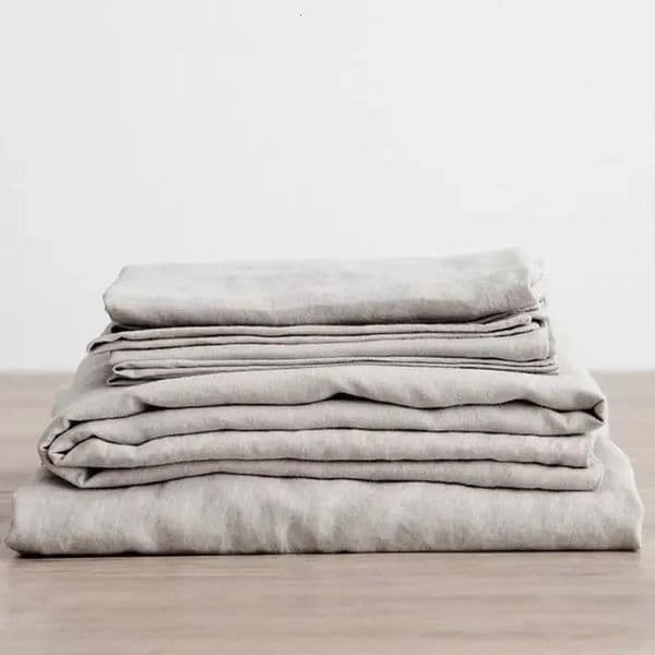 3PCS 100 Washed Linen Sheet Set Natural Flax Bed Sheets 2 Pillowcases Breatherable Soft Farmhouse Bedding Bedsheet Flat 260403