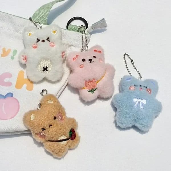 Hobbies Plush Bear Shaped Keychain Blue Pink White Pink Mini Key Pendant Plush Doll Pendant 260401