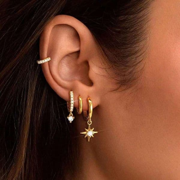 European and American Hot Selling Brass Real Gold Plated Personalized Creative Design Zircon Inlaid Tassel Earrings for Women