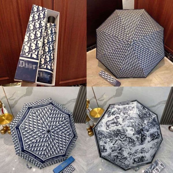 D Luxury Automatic Classic Vintage Black Coating Sunshade Sun Protection Unisex Dual-use Trendy Brand Umbrella