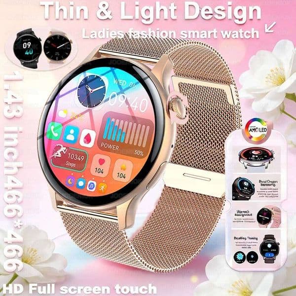2026 New NFC BT Call Smart Watch Always-On Display Time Fitness Tracker True AMOLED Fashion Smartwatch for Women 26Y0403