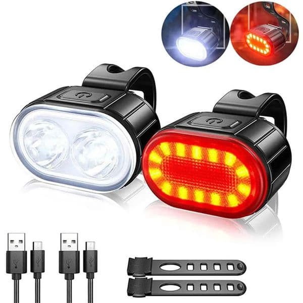 Cycling Bicycle Front Rear Light Set Bike USB Charge Headlight Light MTB Waterproof Taillight LED Lantern Bike Parts 260331BJ