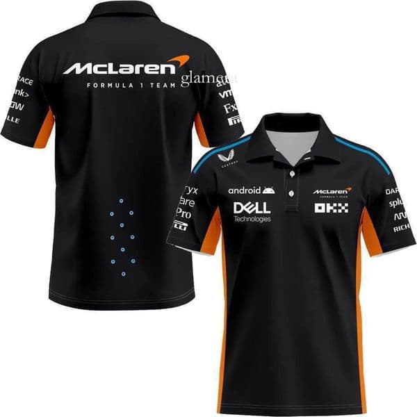 Mclaren F1 Designer Polo Shirt F1 Racing Suit Motorcycle Suit Breathable Quick Drying Round Neck Short Sleeved Mountain Bike TShirt Cotton Polo Shirts a57
