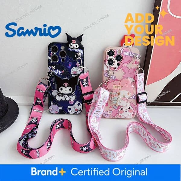 For Samsung Galaxy S8 S9 S10 S20 S21 S22 S23 S24 S25 Plus Ultra FE Note 8 9 10 20 Shy Kuromi Case With Holder Rope Luxury Goods