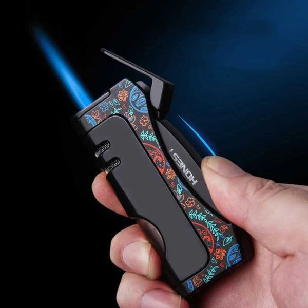 HONEST Turbo Lighter Torch Butane Lighter Metal Gas Lighter Windproof Cigarette Lighter Cigar Smoking Accessories Mens GadgetsT260403