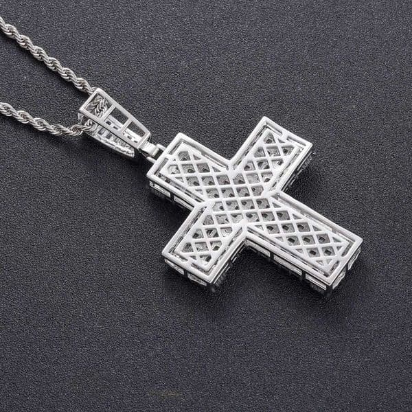 Jewelry New Micro-Inlaid Moissanite Cross Pendant Real Gold Plated Personalized Punk Metal Hip Hop Necklace