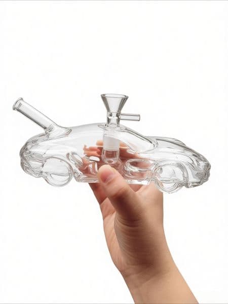 Thick heady Car Shape Portable Glass Water oil burner pipe Smoking Hookah Bong Pipes Desktop Style Bubbler Herb Tobacco with Filter banger Bowl