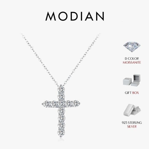 MODIAN D Color Necklace 925 Sterling Silver Exquisite Cross Link Chain Pendant Necklace For Women Fine Jewelry Gift 260325