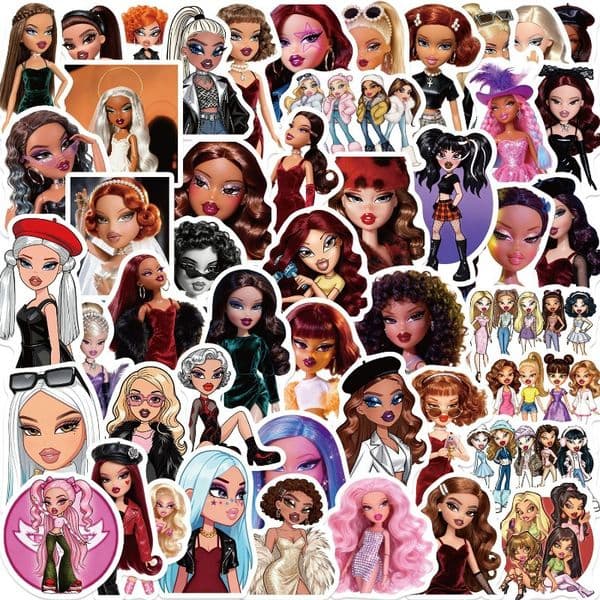 50 Asian abstract thick lips girl cross-border graffiti sticker decoration DIY handbook mobile phone case waterproof sticker