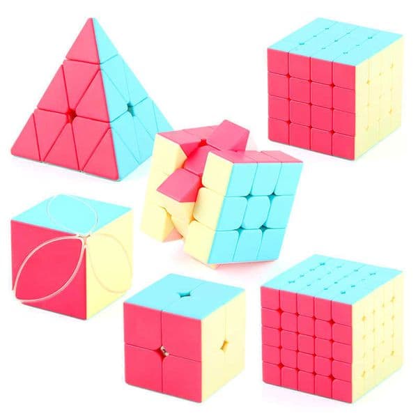 Qiyi 2x2 3x3 4x4 5x5 Rubiks Cube Neon Macaron Color Pyramid Cube Color Box Educational Puzzle Toy S260402