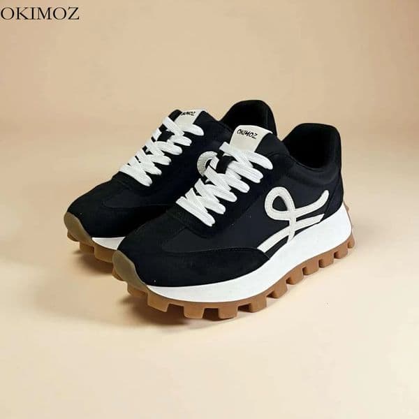 Okimoz OKIMOZ Retro Chunky Platform Sneakers With Signature Logo - Black & White Casual Shoes