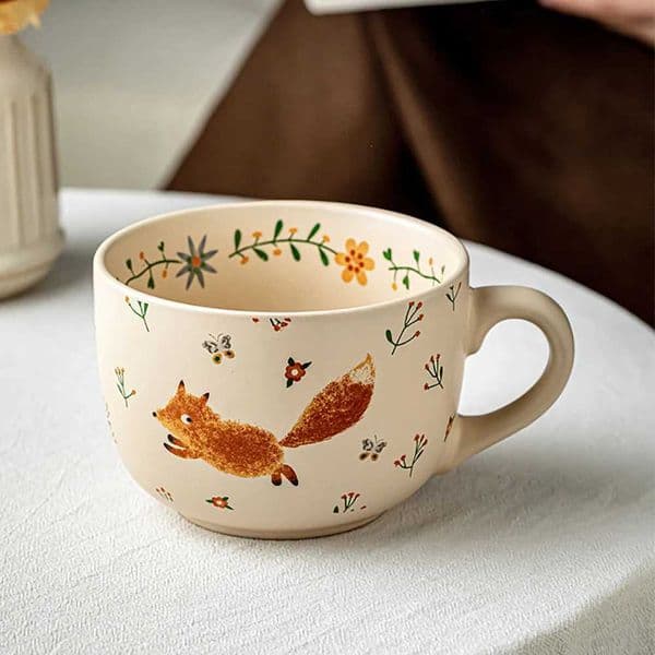 Creative Cute Ceramic Mug Cups Korean Style Ins Handgrip High Grade Drinkware Breakfast Milk Coffee Juice Mugs Personal Items H260403