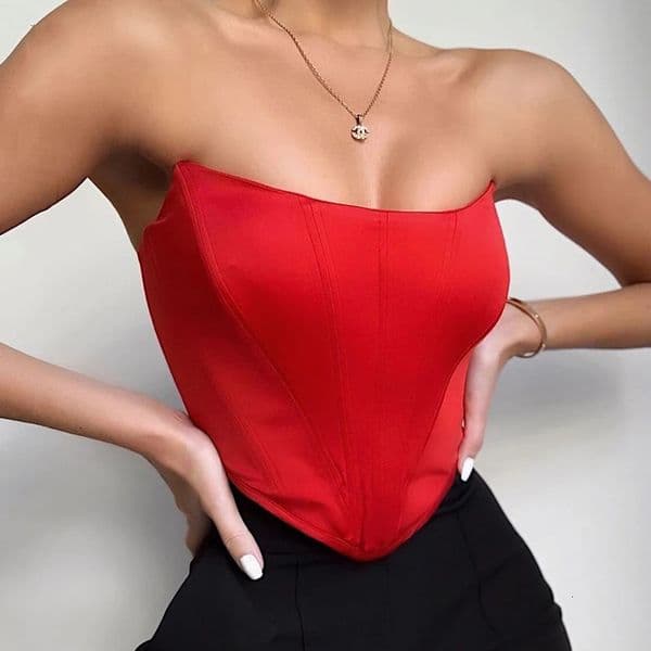 Sleeveless Off Shoulder Fashion Sexy Corset Crop Tops Vest Female Underwear Backless Bustier Top Solid 260402